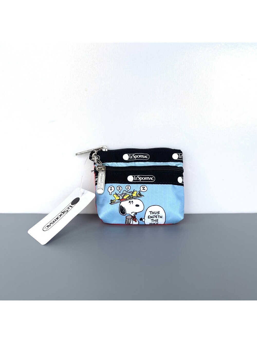 LeSportsac x Peanuts Snoopy Blue 2-Zip Coin Purse Wristlet Pouch NWT
